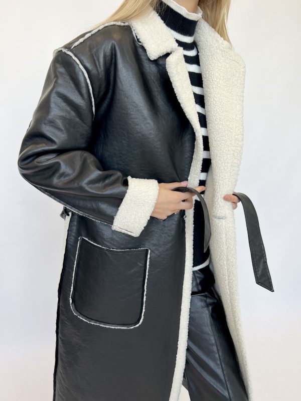 MELYA™ Manteau Long en Similicuir avec Doublure en Laine