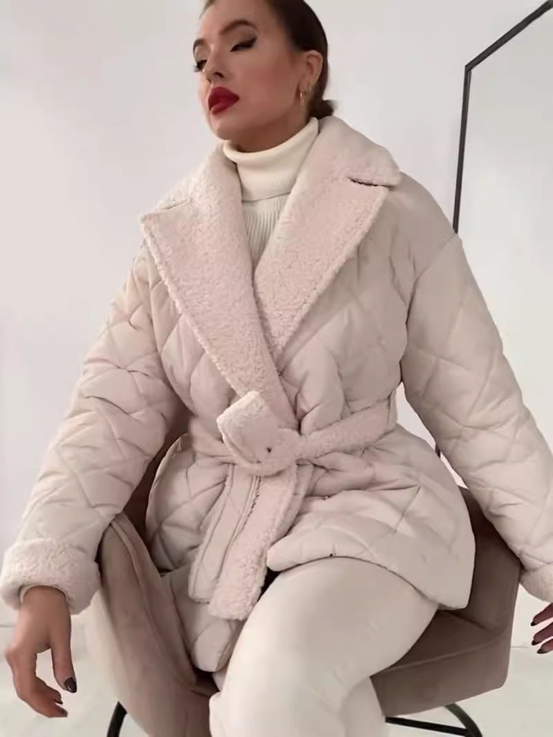 CARLA™ Manteau à Carreaux avec Col Revers