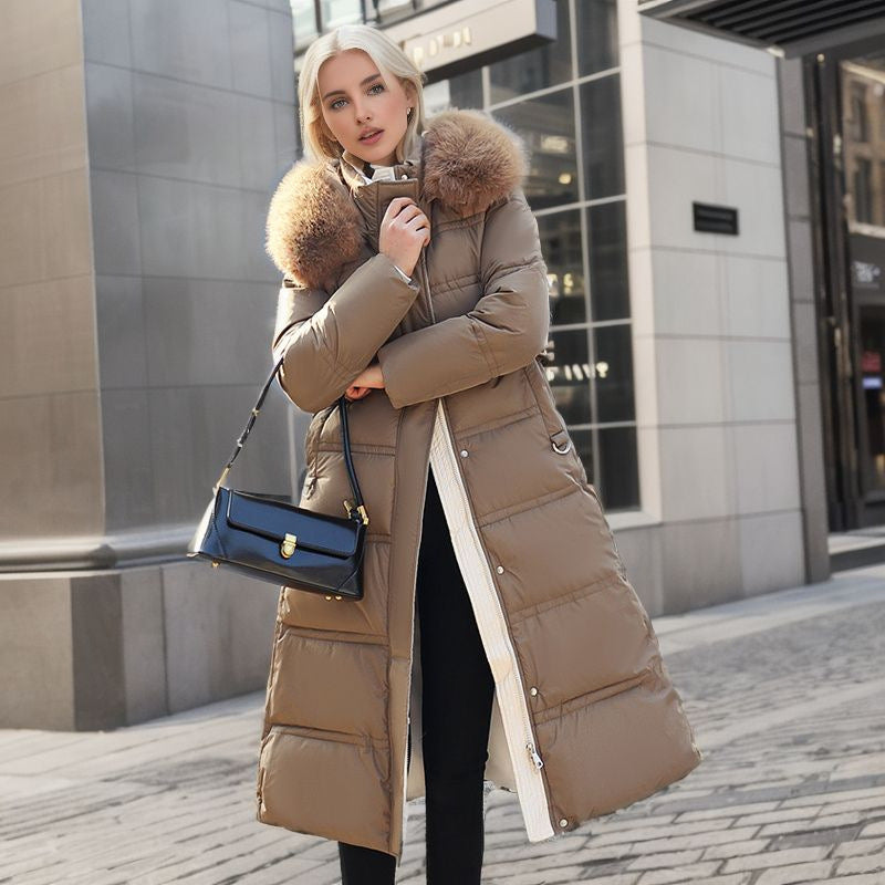 RUBY™ Manteau Long avec Col en Fourrure