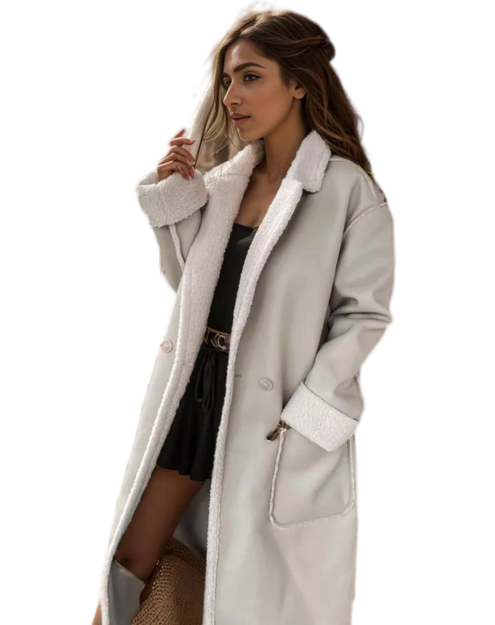 MELYA™ Manteau Long en Similicuir avec Doublure en Laine