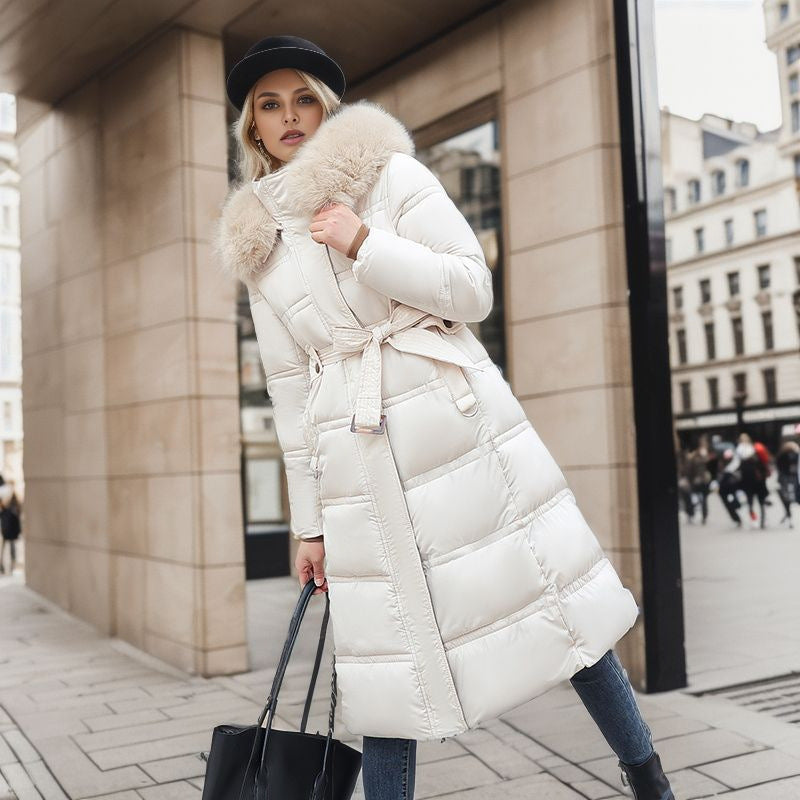 RUBY™ Manteau Long avec Col en Fourrure