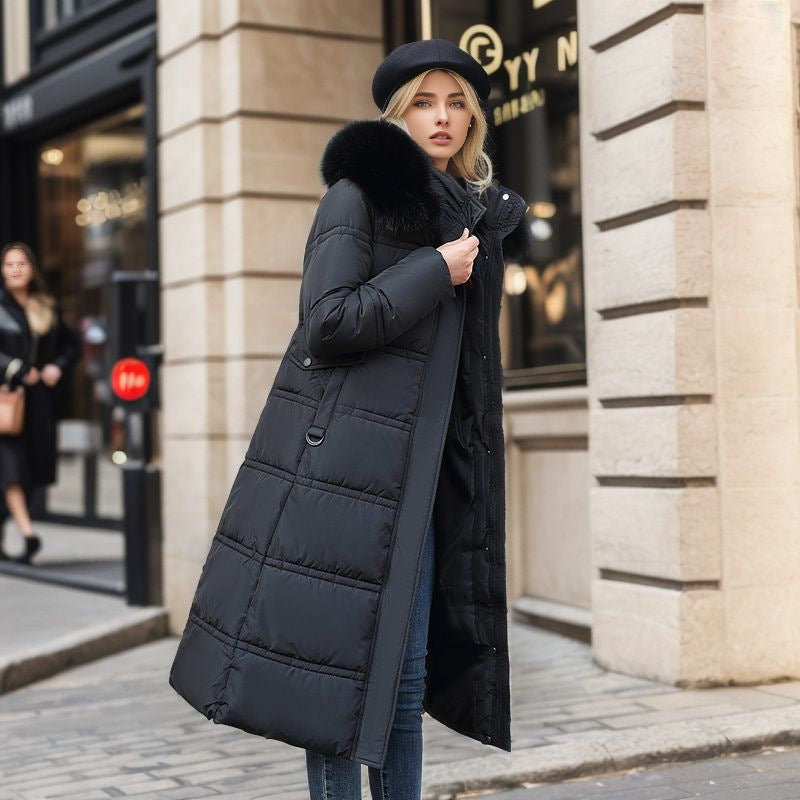 RUBY™ Manteau Long avec Col en Fourrure