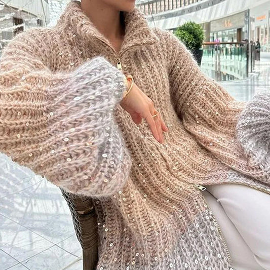 FELLA™  cardigan élégant en soie scintillante