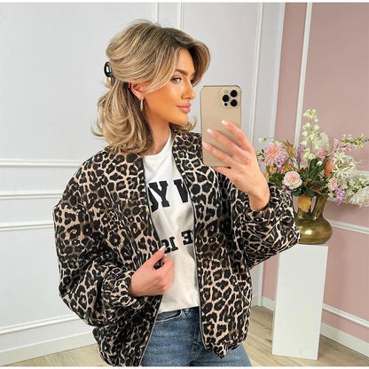 MELINA™ Veste Bomber Imprimé Léopard