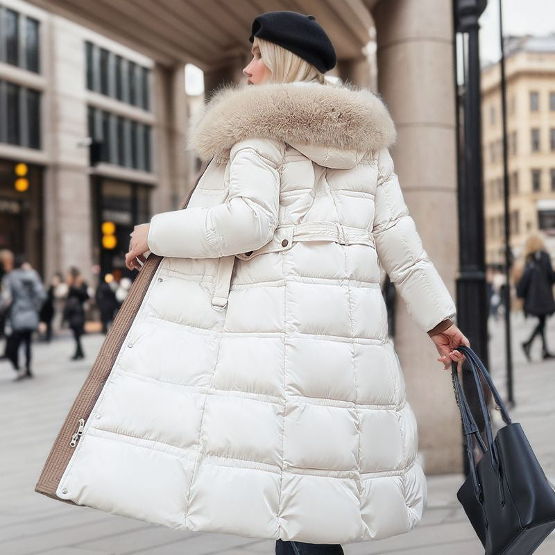 RUBY™ Manteau Long avec Col en Fourrure
