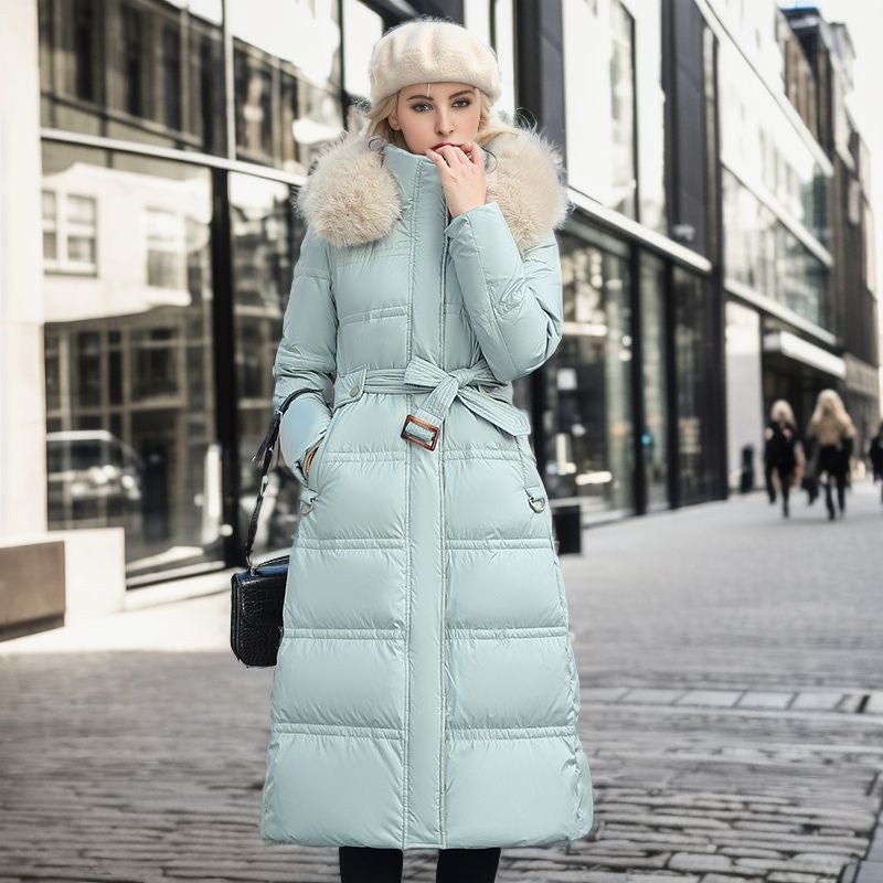 RUBY™ Manteau Long avec Col en Fourrure