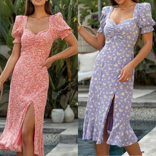 NELLY™ Robe à volants et fente irrégulière