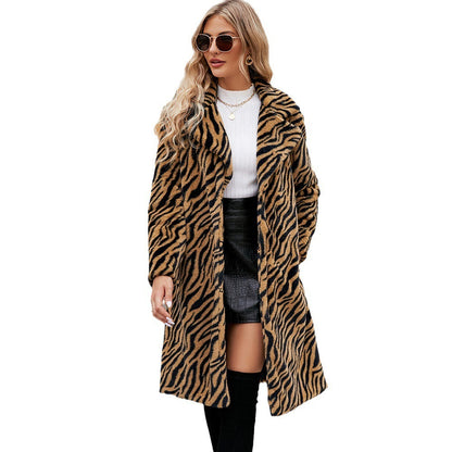 VIVIAN™ Manteau en fourrure modèle de zèbre
