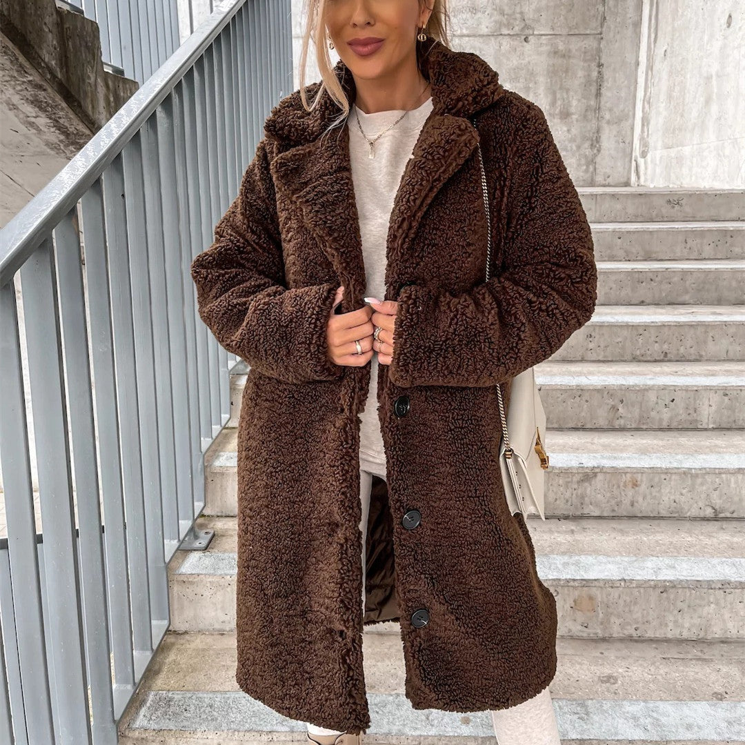 AROHA™ Manteau Long en Laine Bouclée