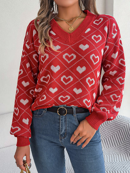 HANAH™ Pull à Manches Lanternes  Spécial Amour