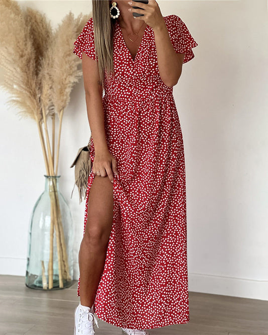 LILIA™ Robe longue imprimée à encolure en V
