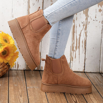 ALIA™  Bottines Bas Épais Mode Velours Rembourré