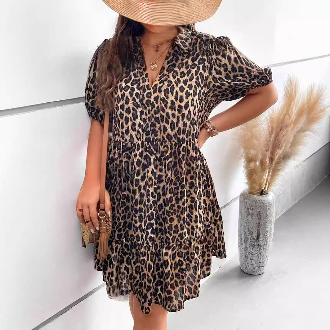 LENA™ Robe élégante léopard