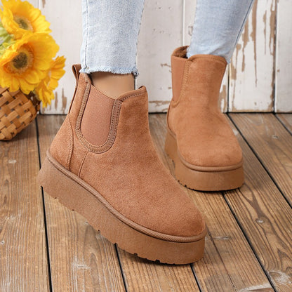 ALIA™  Bottines Bas Épais Mode Velours Rembourré