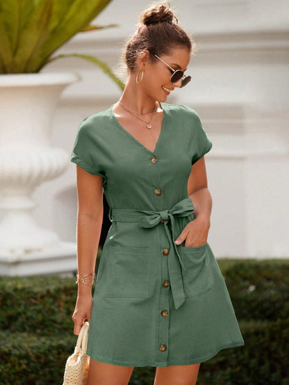 SENTYA™ Robe ceinturé simple