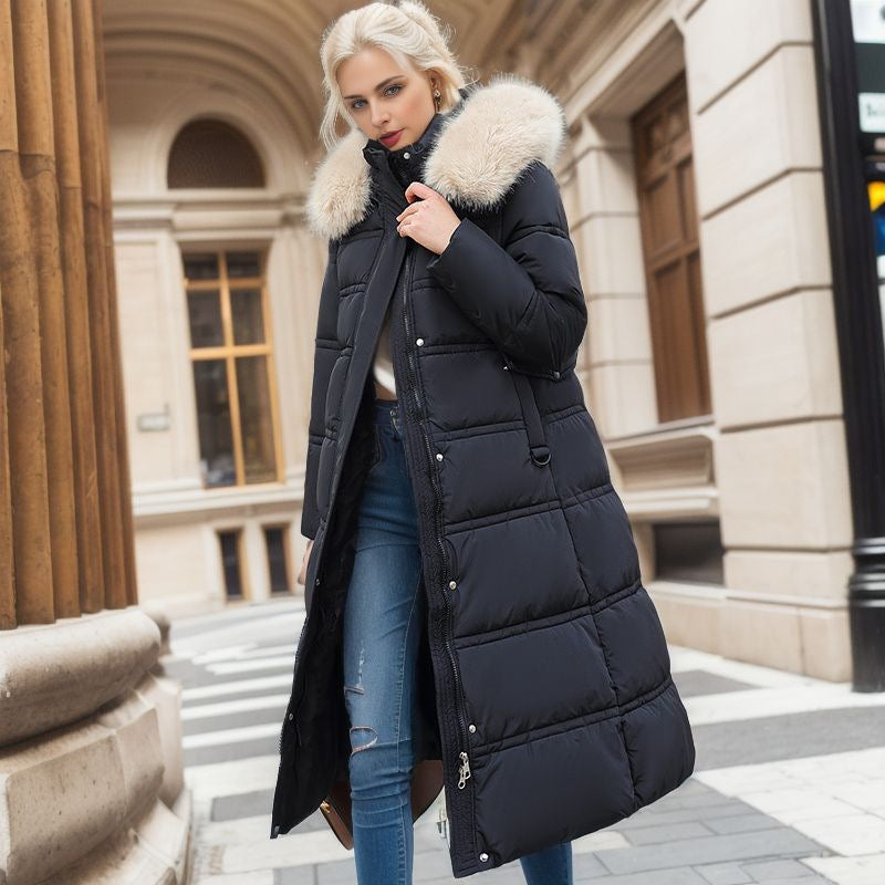 RUBY™ Manteau Long avec Col en Fourrure