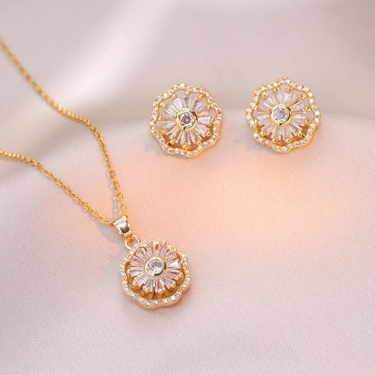 FLOWY™ Collier Boucles d'oreilles rotatives fleur