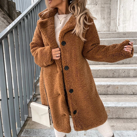 AROHA™ Manteau Long en Laine Bouclée
