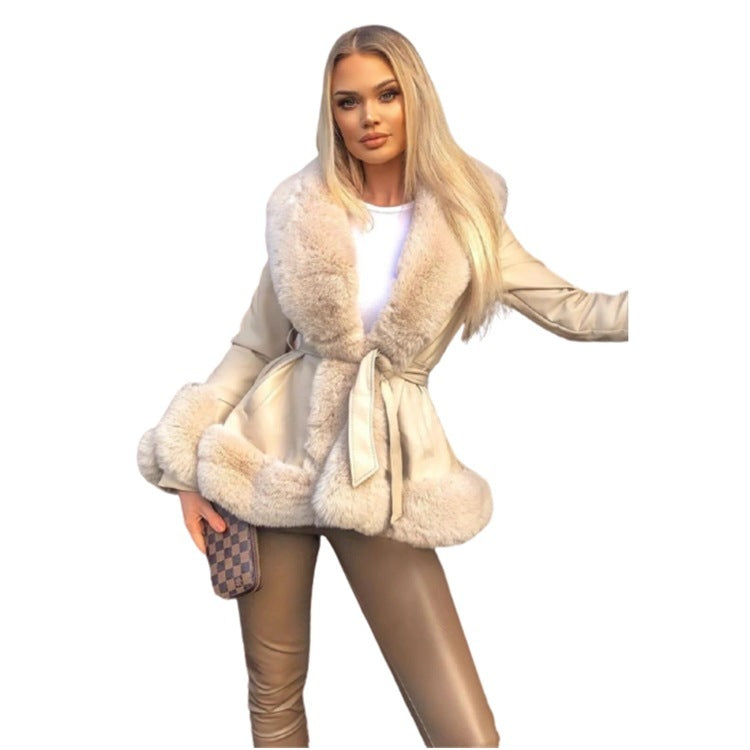EMMA™ Manteau Glamour Cuir & Fourrure