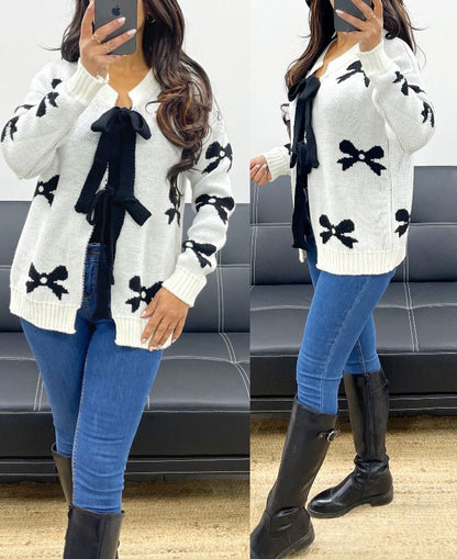 MARINA™ PULL CARDIGAN À NŒUD BRILLANT